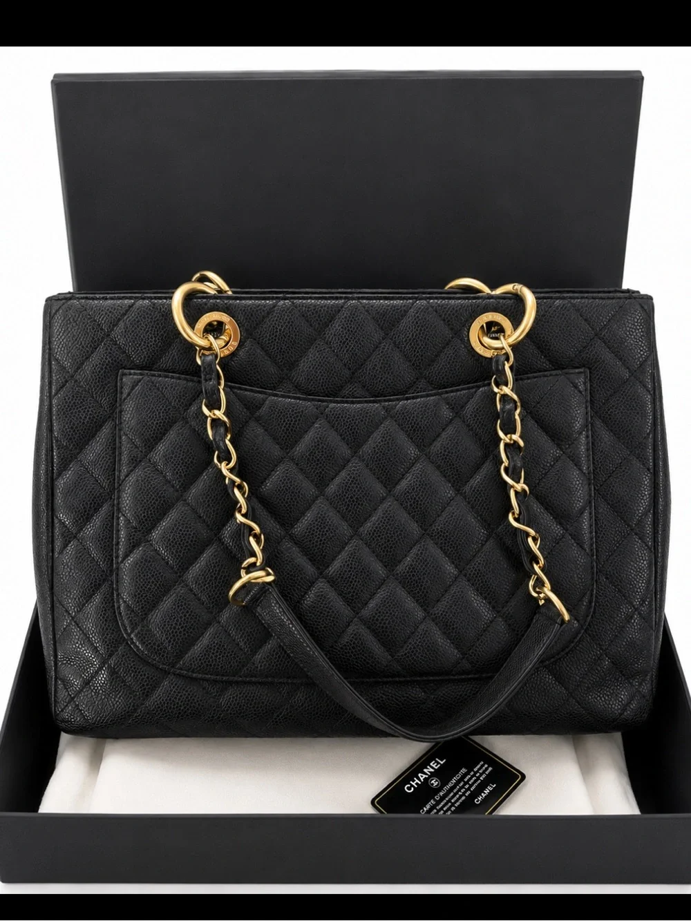 Chanel GST black Caviar Gold hardware tote